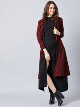 Load image into Gallery viewer, Women Maroon Solid Open Front Shrug