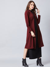 Load image into Gallery viewer, Women Maroon Solid Open Front Shrug
